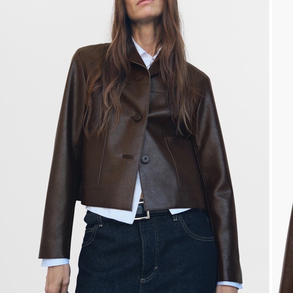 Mango Dark Brown Faux Leather Jacket - Picture 6 of 6